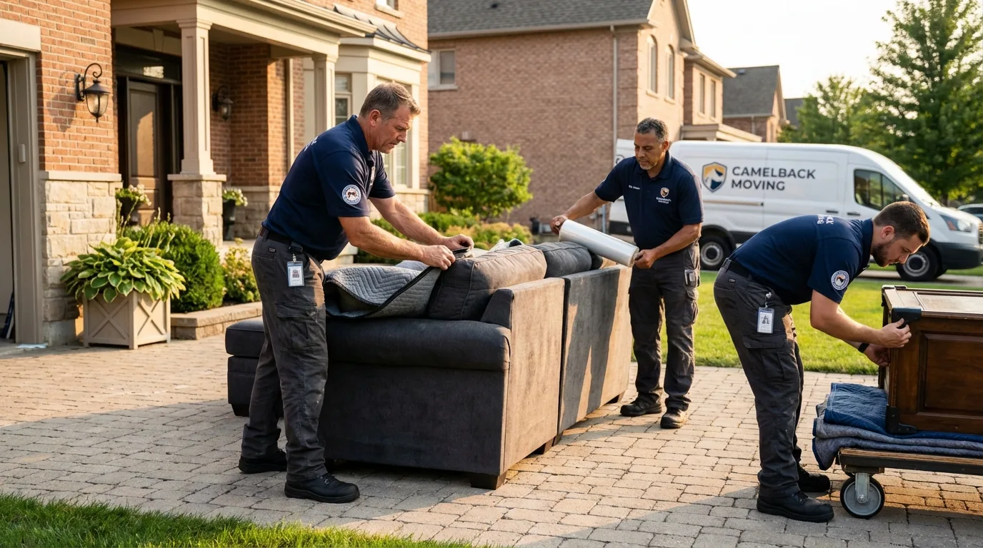 Large estate moving crew wrapping furniture in Germantown, MD