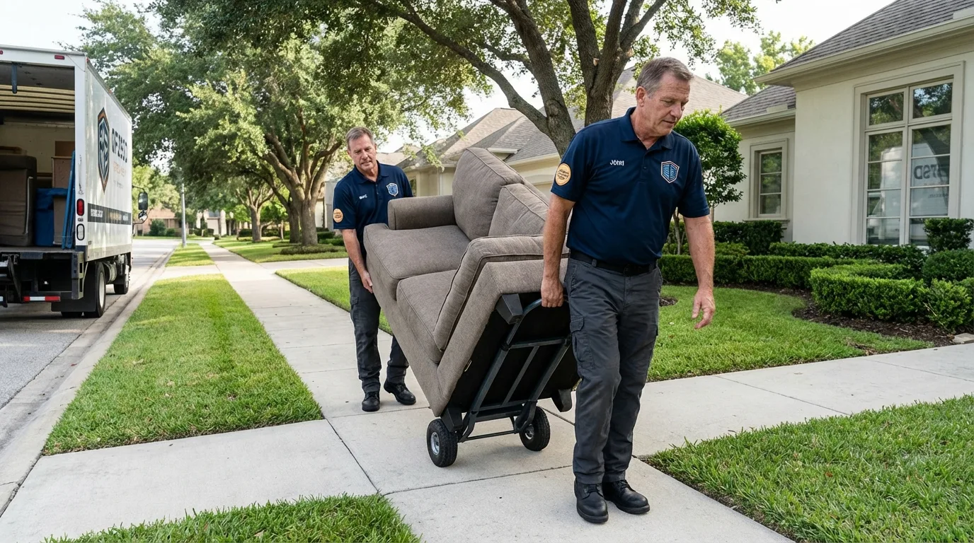 Local residential moving crew loading furniture in Germantown, MD